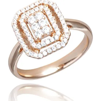 Prsten Flamenco Mystique Pozlacený Prsten z Chirurgické Oceli s Zirkony, Stříbrná Barva Velikost prstenu: US7 EU14