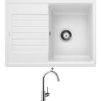 Kuchyňský dřez Granitový dřez SET Blanco ZIA 45 S Compact bílá 524725 + Blanco MIDA chrom 517742