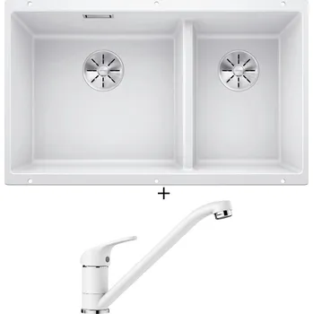 Granitový dřez Dřez pod desku SET Blanco SUBLINE 430/270-U bílá 523155 + Blanco DARAS bílá 517724