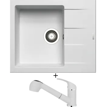 Granitový dřez Granitový dřez SET Pyramis ATHLOS (59x50) 1B 1D bílá + Pyramis FIDO bílá