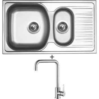 Kuchyňský dřez Nerezový dřez SET Sinks TWIN 780.1 V nerez matný + Laveo BONA BAB 265D nerez