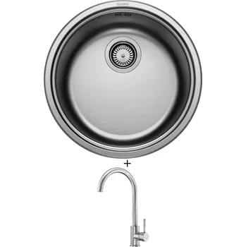 Nerezový dřez Nerezový dřez SET Blanco RONDOSOL-IF nerez ocel kartáčovaný 514647 + Deante LIMA BBM F62M nerez