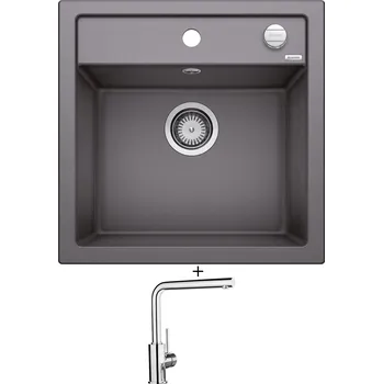 Kuchyňský dřez Granitový dřez SET Blanco DALAGO 5 šedá skála s excentrem 518848 + Blanco MILA chrom 519414