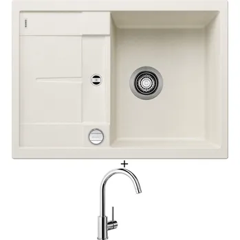 Granitový dřez Granitový dřez SET Blanco METRA 45 S Compact bílá soft + excentrické ovládání + Blanco MIDA chrom 517742