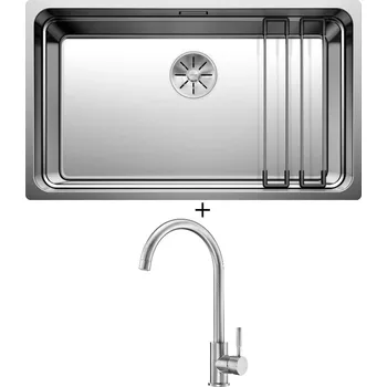 Nerezový dřez Dřez pod desku SET Blanco ETAGON 700-U nerez hedvábný lesk 524270 + Deante LIMA BBM F62M nerez