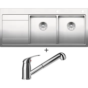 Nerezový dřez Nerezový dřez SET Blanco DIVON II 8 S-IF nerez hedvábný lesk s excentrem 521665 + Blanco DARAS-S chrom 517731