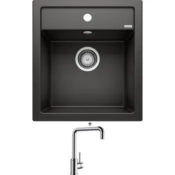 Kuchyňský dřez Granitový dřez SET Blanco DALAGO 45 černá + Blanco MILI chrom 519413