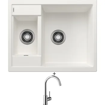 Granitový dřez Granitový dřez SET Blanco METRA 6 bílý 516173 + Blanco MIDA chrom 517742