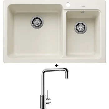 Granitový dřez Granitový dřez SET Blanco NAYA 8 bílá soft 527130 + Blanco MILI chrom 519413