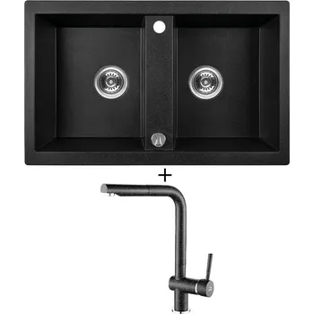 Granitový dřez Granitový dřez SET Laveo BARBADOS černá + Laveo LUNA BLZ 769D černá
