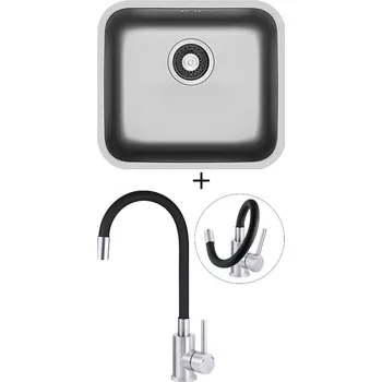 Nerezový dřez Dřez pod desku SET Pyramis RELIA (45x40) UM nerez + Deante NEO LUNO BOC B720 nerez