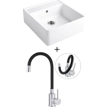 Keramický dřez Keramický dřez SET Villeroy &amp; Boch Single 595 keramika bílá + Deante NEO LUNO BOC B720 nerez