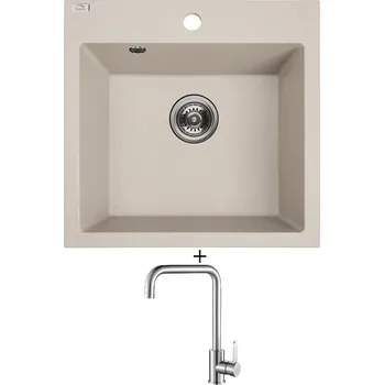 Granitový dřez Granitový dřez SET Laveo ALENA písková + Laveo BONA BAB 265D nerez