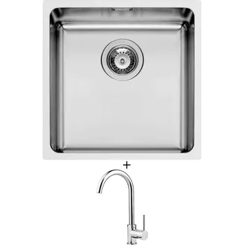 Nerezový dřez Dřez pod desku SET Pyramis LYDIA (40x40) 1B nerez + Deante ASTER 062 M chrom