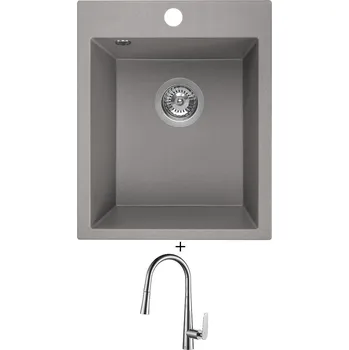 Granitový dřez SET Laveo CHICHI hliníková + Laveo NALDA BAY 069D chrom