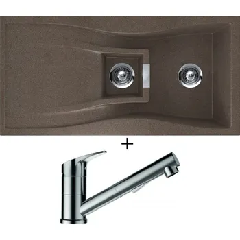 Granitový dřez Granitový dřez SET Schock WATERFALL D-150 Bronze + Schock EVINAS 577120 nerez