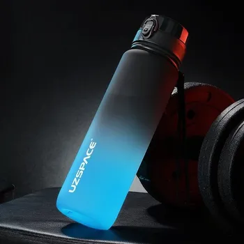 Sportovní láhev s karabinkou - Černá a modrá,0,8 l