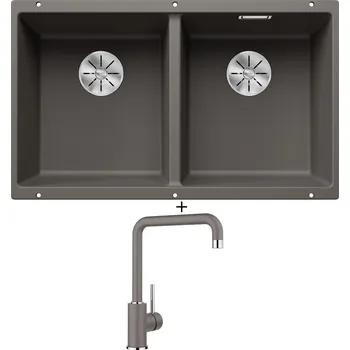 Granitový dřez Dřez pod desku SET Blanco SUBLINE 350/350 U šedá vulkán 527347 + Blanco MILI šedá vulkán 527460