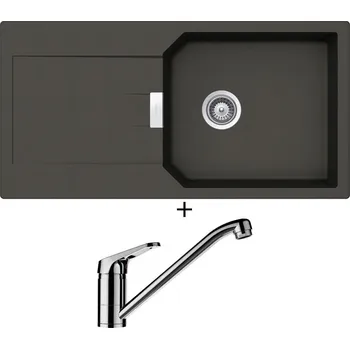 Granitový dřez Granitový dřez SET Schock MANHATTAN D-100L Asphalt + Schock COSMO 525001 chrom