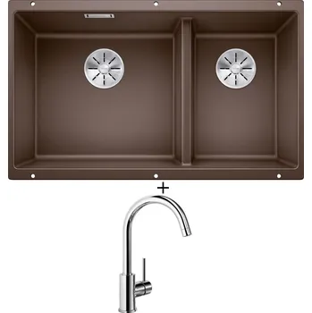 Dřez pod desku SET Blanco SUBLINE 430/270-U kávová 523160 + Blanco MIDA chrom 517742