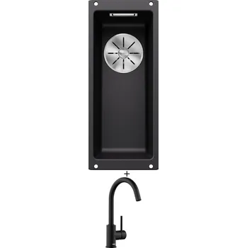 Granitový dřez Dřez pod desku SET Blanco SUBLINE 160-U černá 525981 + Blanco MIDA černá matná 526649