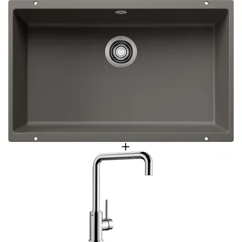 Granitový dřez Dřez pod desku SET Blanco ROTAN 700 U šedá vulkán 527330 + Blanco MILI chrom 519413