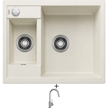 Granitový dřez Granitový dřez SET Blanco METRA 6 bílá soft s excentrem 527112 + Blanco MIDA-S chrom 521454