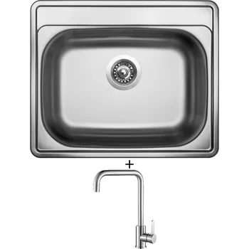 Kuchyňský dřez Nerezový dřez SET Sinks COMFORT 600 V nerez matný + Laveo BONA BAB 265D nerez