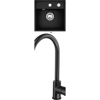 Granitový dřez Granitový dřez SET Pyramis CAMEA MINI (40x40) 1B černá matná + Deante MILIN B62M černá matná