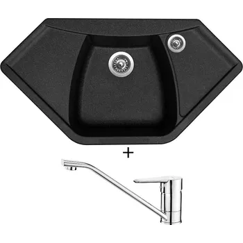 Granitový dřez Granitový dřez SET Sinks NAIKY 980 granblack + Deante CORIO BFC 060M chrom