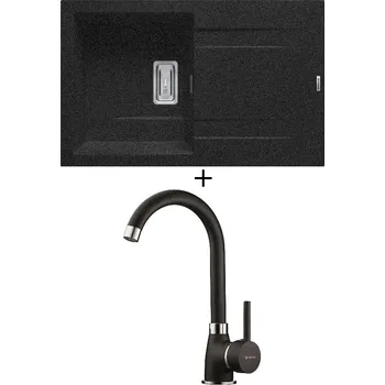 Granitový dřez Granitový dřez SET Pyramis KARTESIO (79x50) 1B 1D černá + Pyramis BELLO černá