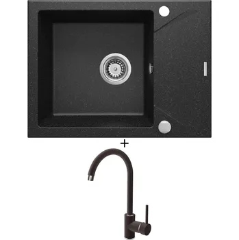 Granitový dřez Granitový dřez SET Deante EVORA ZQJ 211A černá + Deante NEMEZJA BEN 262M černá