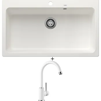 Granitový dřez Granitový dřez SET Blanco NAYA XL 9 bílá 521816 + Blanco MIDA bílá 519418