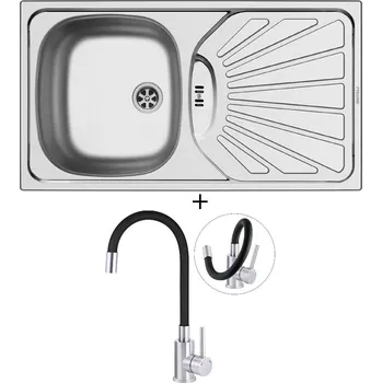 Nerezový dřez Nerezový dřez SET Pyramis ET 78 1 1/2 MARGARITA nerez + Deante NEO LUNO BOC B720 nerez