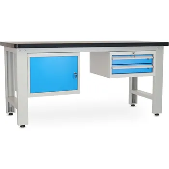 Dílenský stůl Dílenský stůl Solid MDF-12, 180 cm, 2 závěsné boxy, černá