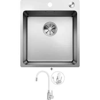 Nerezový dřez Nerezový dřez SET Blanco ANDANO 400-IF/A nerez hedvábný lesk s excentrem PushControl 525244 + Deante NEO LUNO BOC W720 nerez