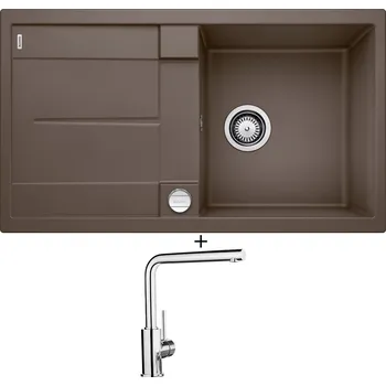 Granitový dřez Granitový dřez SET Blanco METRA 5 S kávová + excentrické ovládání + Blanco MILA chrom 519414