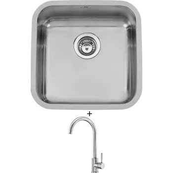 Nerezový dřez Nerezový dřez SET Sinks BAHIA 440 nerez leštěný + Deante LIMA BBM F62M nerez