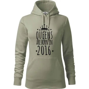 Dámská mikina Queens are born in 2016 - Mikina dámská Cape s kapucí - 2XL ( Light khaki )