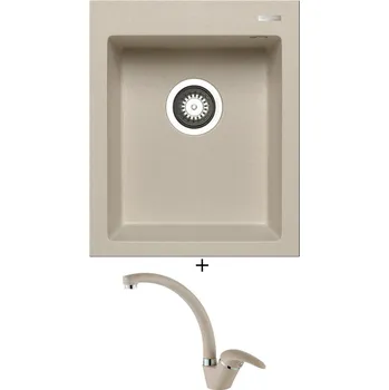 Granitový dřez Granitový dřez SET Pyramis ISTROS (41x50) 1B béžová + Pyramis OSSIA béžová