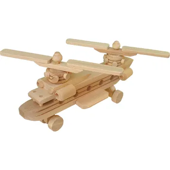 Dřevěná hračka Dřevotéka - Dřevěný vrtulník (dvě vrtule) - bukové dřevo Dřevěný vrtulník (dvě vrtule) - bukové dřevo