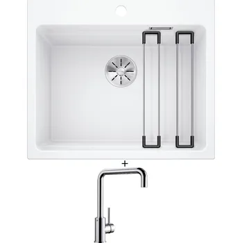 Granitový dřez Granitový dřez SET Blanco ETAGON 6 bílá 524543 + Blanco MILI chrom 519413