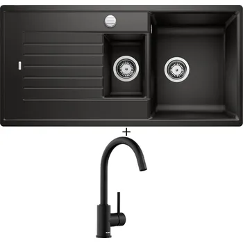Granitový dřez Granitový dřez SET Blanco ZIA 6 S černá s excentrem 526020 + Blanco MIDA černá matná 526649
