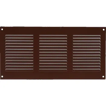 Ventishop KVMh 300x150 kovová hranatá větrací mřížka se síťkou, hnědá