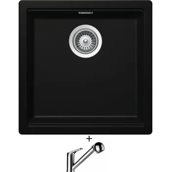 Granitový dřez Dřez pod desku SET Schock KIRUNA N-100 U Night + Schock COSMO 525122 chrom