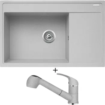 Granitový dřez Granitový dřez SET Pyramis CAMEA (79x50) 1B 1D šedá + Pyramis FIDO šedá