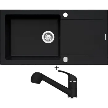 Granitový dřez Granitový dřez SET Pyramis MIDO (100x50) 1B 1D černá matná + Pyramis FIDO černá matná