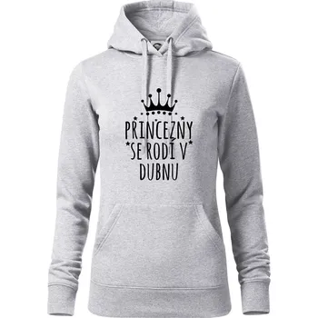 Dámská mikina Princezny se rodí v dubnu - Mikina dámská Cape s kapucí - XL ( Světlešedý Melír )