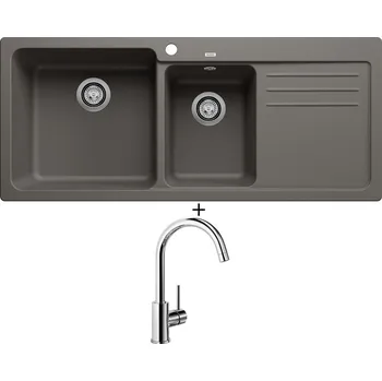 Granitový dřez Granitový dřez SET Blanco NAYA 8 S šedá vulkán 527314 + Blanco MIDA chrom 517742