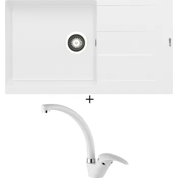 Granitový dřez Granitový dřez SET Pyramis ATHLOS (86X50) 1B 1D PLUS bílá + Pyramis OSSIA bílá